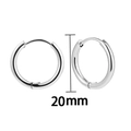 Polished silver 20mm stainless steel hoop earrings with secure click-top closure for women - 20mm / Silver