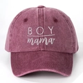 Berretto da baseball vintage in cotone lavato viola con ricamo BOY mama in bianco - Taglia unica / Borgogna