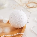 Boule de Noël blanche 8cm ornée de paillettes brillantes et de perles élégantes - Paillettes Blanches