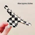 Classic black and white checkered hair claw clip measuring approximately 11.5cm - Minimalist Large Style (0312)