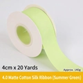Matte summer green cotton ribbon roll, 4cm wide for gift wrapping and floral bouquets - Matte Cotton Silk / 4.0cm Wide * 20 Yards / Summer Green