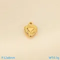 18K gold-plated heart pendant for DIY jewelry, measuring 12x8mm with textured finish - Gold Embossed Heart 12x8mm(KLJ10042-Z)