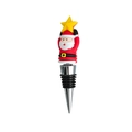 Weinstopfen mit Weihnachtsmann-Figur und gelbem Stern auf einem Metallverschluss - Grün / Weinstopper Mit Stern-weihnachtsmann-motiv
