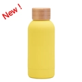 Minimalist bright yellow stainless steel water bottle with a natural bamboo lid finish - 350ml / Lemon Yellow