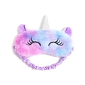 Detail of plush unicorn sleeping mask with gradient faux fur and silver horn detail - Gradient Unicorn