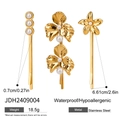 Detalles de tamaño y material para el juego de 3 clips de pelo dorados con flores y perlas - Estilo Margarita de Perlas Doradas (JDH2409004)