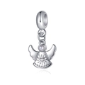 Silver angel pendant with white pearl and heart engraving for DIY jewelry making - Silver Heart Angel Pearl