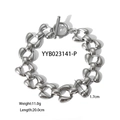 Détail d'un bracelet à maillons creux en forme de larme argentée avec fermoir à bascule - Bracelet en Argent (YYB023141-P)