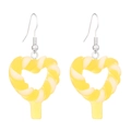 5-piece acrylic earring set featuring cute yellow heart lollipop charms with fishhooks - Yellow Heart (10281)