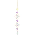Golden sun crystal prism catcher with purple amethyst stones on minimalist white background - 35cm-40cm / Sun Geometric Style (A001)
