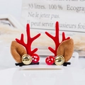 Christmas reindeer antler hair clips with red velvet horns and golden bells decoration - 25# Red Antler Clip with Bell