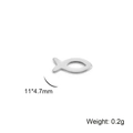Silver fish shape stainless steel pendant charm 11x4.7mm size and 0.2g weight details - Simple Fish / Steel