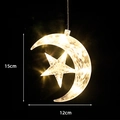 Warm yellow moon star LED decorative hanging light, size 15cm height by 12cm width - Moon with Star