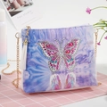 DIY diamond painting crossbody bag with purple marble pattern and crystal butterfly - Marble Butterfly (Purple) (AA116)