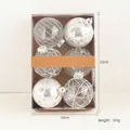 Set di 6 palline di Natale da 6cm con glitter argento e stelle dorate in scatola trasparente - Bianco Argento 6cm 6Pz