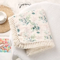 Soft double-layer cotton baby blanket with floral pattern and tassels on a cozy chair - Printing / 80*65 cm