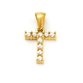 Pendentif en croix doré serti de perles blanches pour un style chic et minimaliste - Lettre T (SP149G-T)