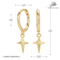 Dettaglio orecchino a stella in argento S925 con misure dimensionali e peso specifico - Argento 925 Placcato Oro / Oro