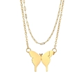 18K gold plated double layer butterfly necklace with personalized letter J engraving - Letter J Butterfly Pendant Style