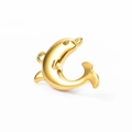 Polished golden dolphin pendant in stainless steel with high-gloss mirror finish - Dolphin / Gold