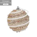Pallina di Natale color champagne 8cm con glitter e motivi a spirale in rilievo - Champagne