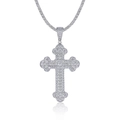 S925 sterling silver iced out cross pendant with sparkling moissanite on tennis chain - Flower Iced Cross