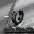 Unisex black stainless steel hoop earring with chain relief texture and 1.33cm height - Embossed Chain Texture Style (S422)