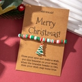 Christmas polymer clay bead bracelet with festive tree pendant on a kraft wish card - Christmas Tree B