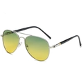 Classic silver aviator sunglasses with polarized yellow-green gradient lenses - Silver Frame (polarized Day And Night Film)
