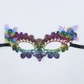 Maschera in pizzo arcobaleno con farfalle 3D e strass brillanti per balli - Maschera bronzante a farfalla-Colorata