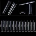 Size chart for extra long flat head French press-on nails in 12 different dimensions - XXL Extra Long Style / Clear