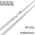 Cadena Franco de 3mm en acero plateado con cierre de langosta y longitud de 650mm - Estilo Plateado Estándar-3mm (KN115435-K)