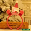 LED Christmas headband with sequined Santa hat and glowing snowman motifs, size 12x20cm - S3-2 Sequin LED Raising Hands Snowman Headband