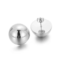 Polierte silberne hohle Kugelohrstecker aus Edelstahl mit glänzendem Spiegeleffekt - 20mm / Stahlfarbe