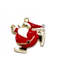 Cute gold alloy skating Santa Claus brooch with red enamel and crystal rhinestone inlay - Skiing Santa