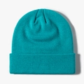Minimalist knit beanie in vibrant turquoise featuring a classic ribbed cuff style - One Size / Cyan Blue