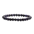 Polished natural tiger eye beaded bracelet with deep purple stones and elastic cord - 6mm