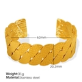 Eleganter 18k vergoldeter Edelstahl-Armreif mit gehämmerter Textur für Damen - Verstellbarer offener Stil / Gehämmert Breit Gold (SZ163)