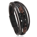 Detail of multi-layer leather bracelet with infinity symbol and black magnetic clasp - Infinity Brown