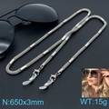 Silver stainless steel mesh eyewear chain with 650mm length and lobster clasp - Silver Mesh Weave Style (KSC102-Z)