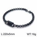 Industrial black stainless steel square link chain bracelet with spring charm, 220mm length - 220x5mm / Black Bracelet