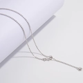 Italienische S925 Sterlingsilber Perlenkette mit verstellbarem Herzanhänger für Damen - Weißgold