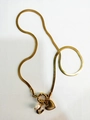 Gold herringbone snake chain necklace with heart pendant and freshwater pearl accent - Letter U
