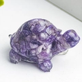 Cute purple amethyst turtle figurine made of natural crystal resin for desk decor - Lilac Stone