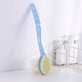 Brosse de bain bleue à long manche avec poils doux et éponge de douche blanche - 2-en-1 (Poils + Boule de Bain) / Bleu