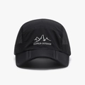 Gorra deportiva negra de secado rápido con bordado de montaña y malla transpirable - Ajustable / Negro