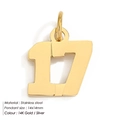 316L stainless steel number 17 pendant in 14K gold and silver finish, size 14x14mm - Number 17