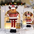 Renna di Natale telescopica in peluche con maglione a righe e gambe lunghe estensibili - Renna Telescopica Classica Media (203-C)