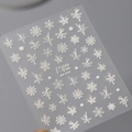 Stickers ongles 5D motif flocon et ballerine blanc pur avec relief, modèle MN-349F - Style Flocon de neige & Ballerine en relief 5D (MN-349F)