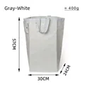 Off-white washable kraft paper laundry basket with handles and side pocket, 400g weight - Light Gray
